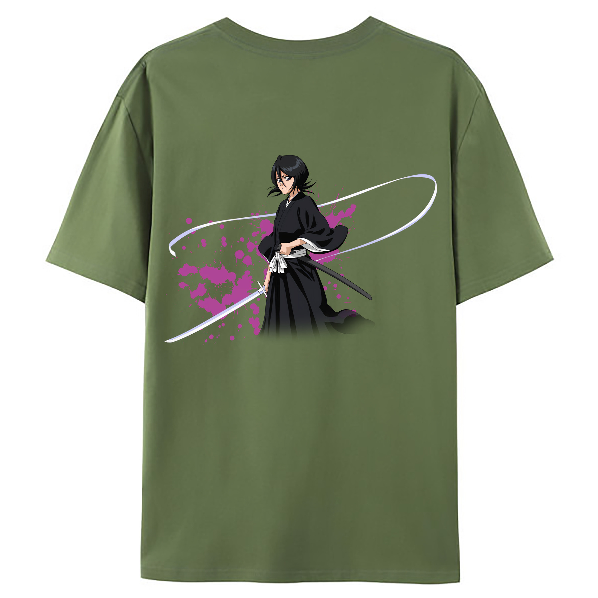（画像用） ブリーチ 朽木ルキア BLEACH Kuchiki Rukia 綿100％ メンズ半袖Tシャツ（バックプリント） 通気性